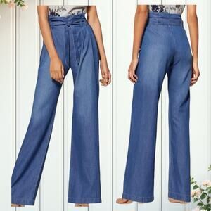 Soho Jeans by New York & Company Paperbag Waist Wide Leg Denim Pants Sz6